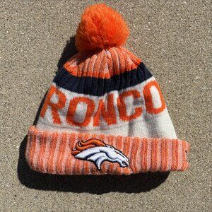 Denver Broncos NFL New Era On Field Pom fleece lined Beanie Orange